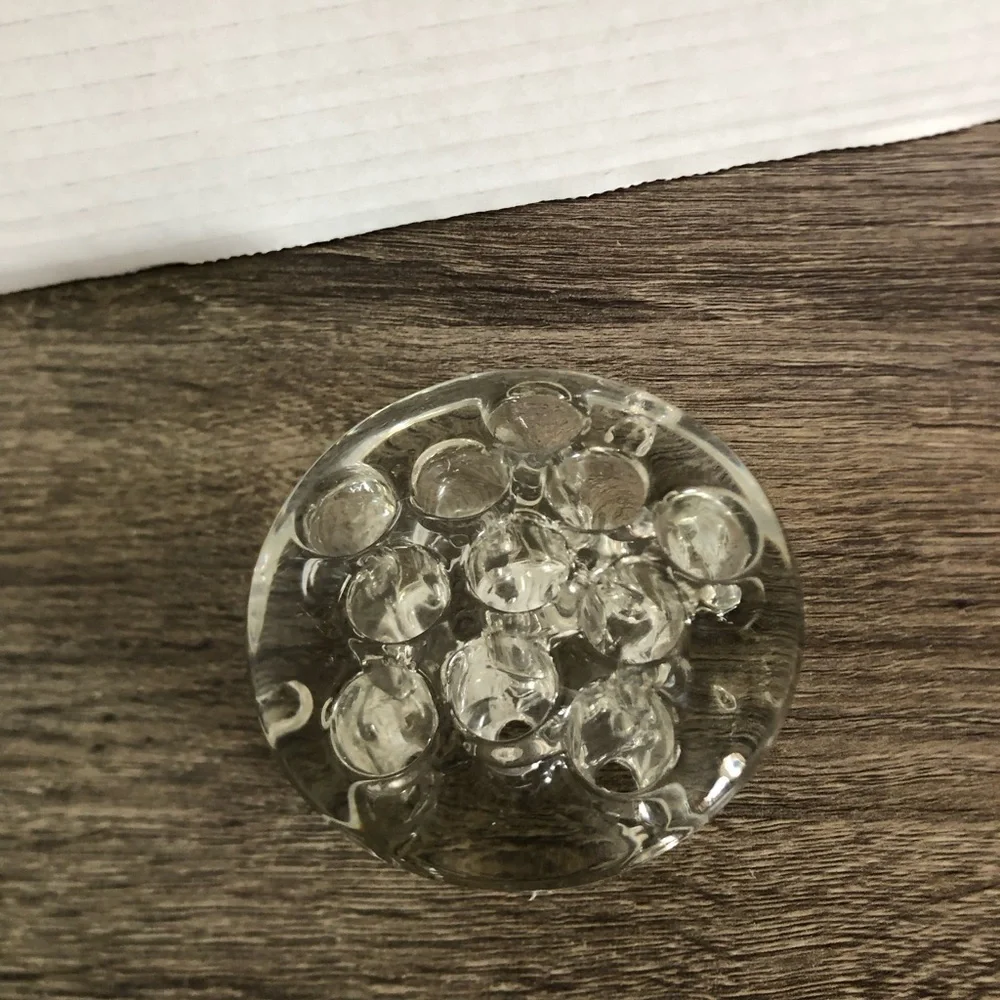 Vtg 3” Clear Glass 11 Hole Footed Floral Frog - Picture 4 of 9